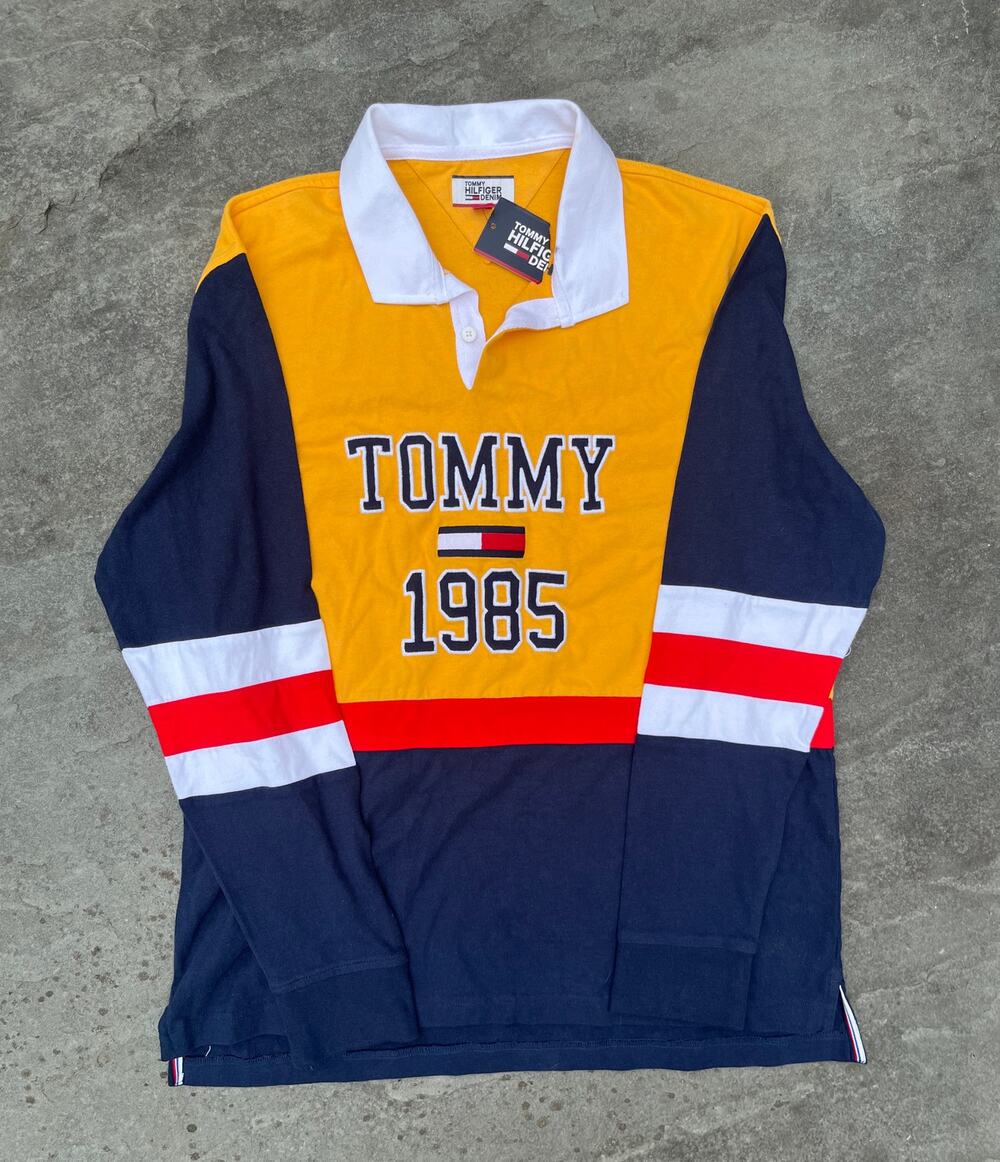 Vintage Tommy Hilfiger Colorblock Rugby Shirt NWT Deadstock 90s Streetwear Large